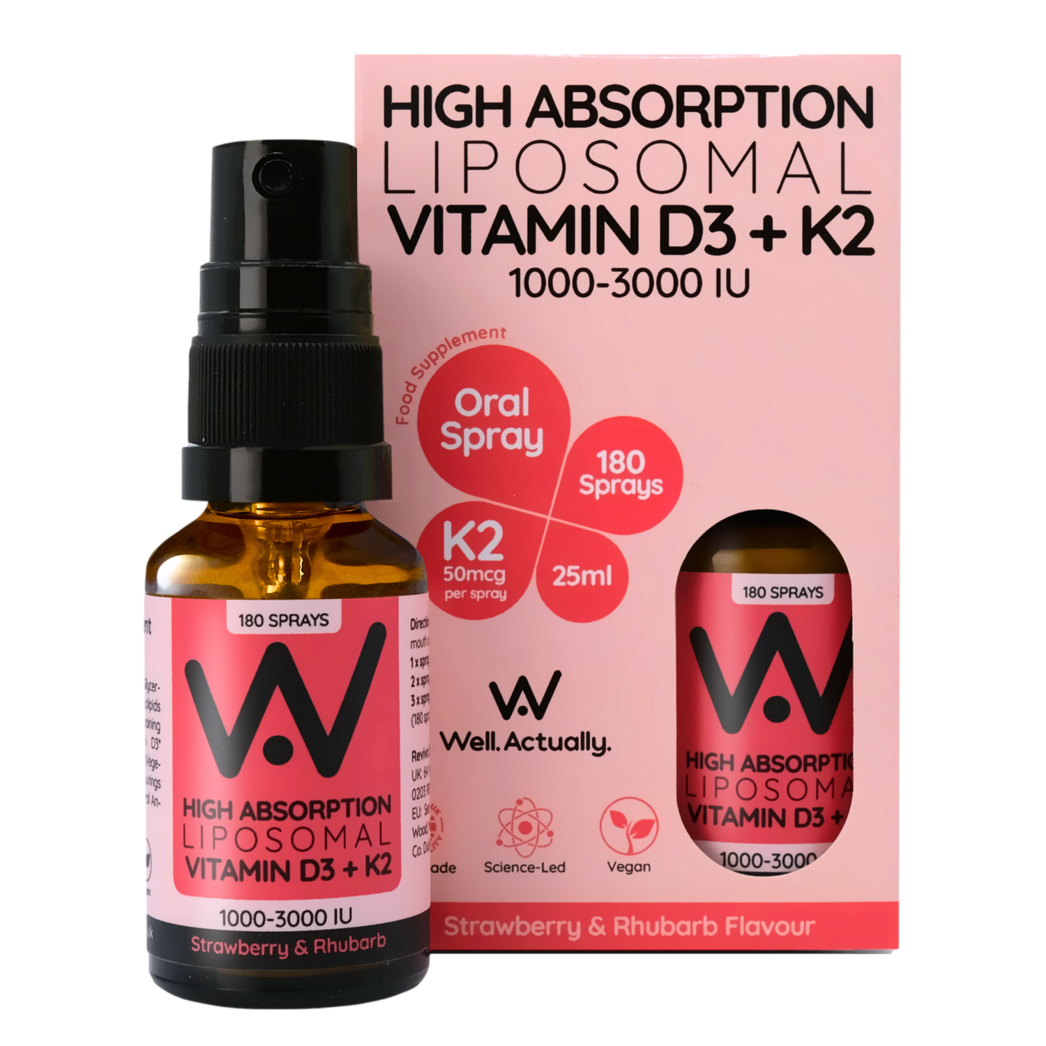 Well.Actually. Liposomal Vitamin D3 (2000iu) + K2 - Spray - Straw. & Rhub