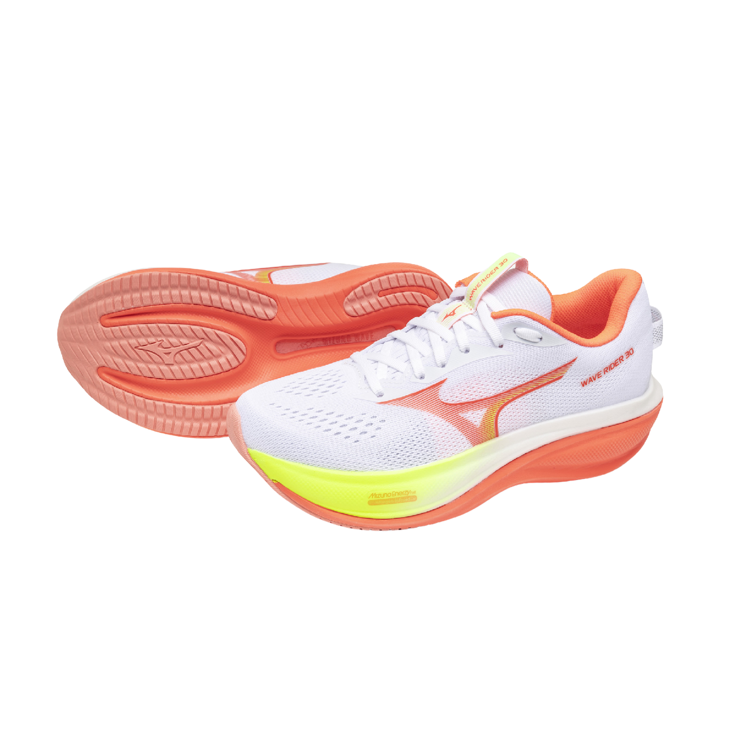 Mizuno Women's Wave Rider 30 - White/Lava Orange/Lime Pulp