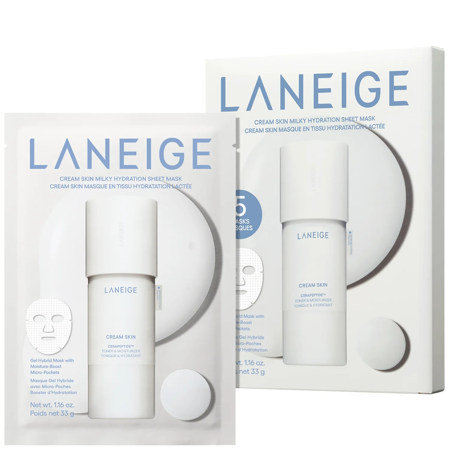 LANEIGE Cream Skin Milky Hydration Sheet Mask - 5 Sheets