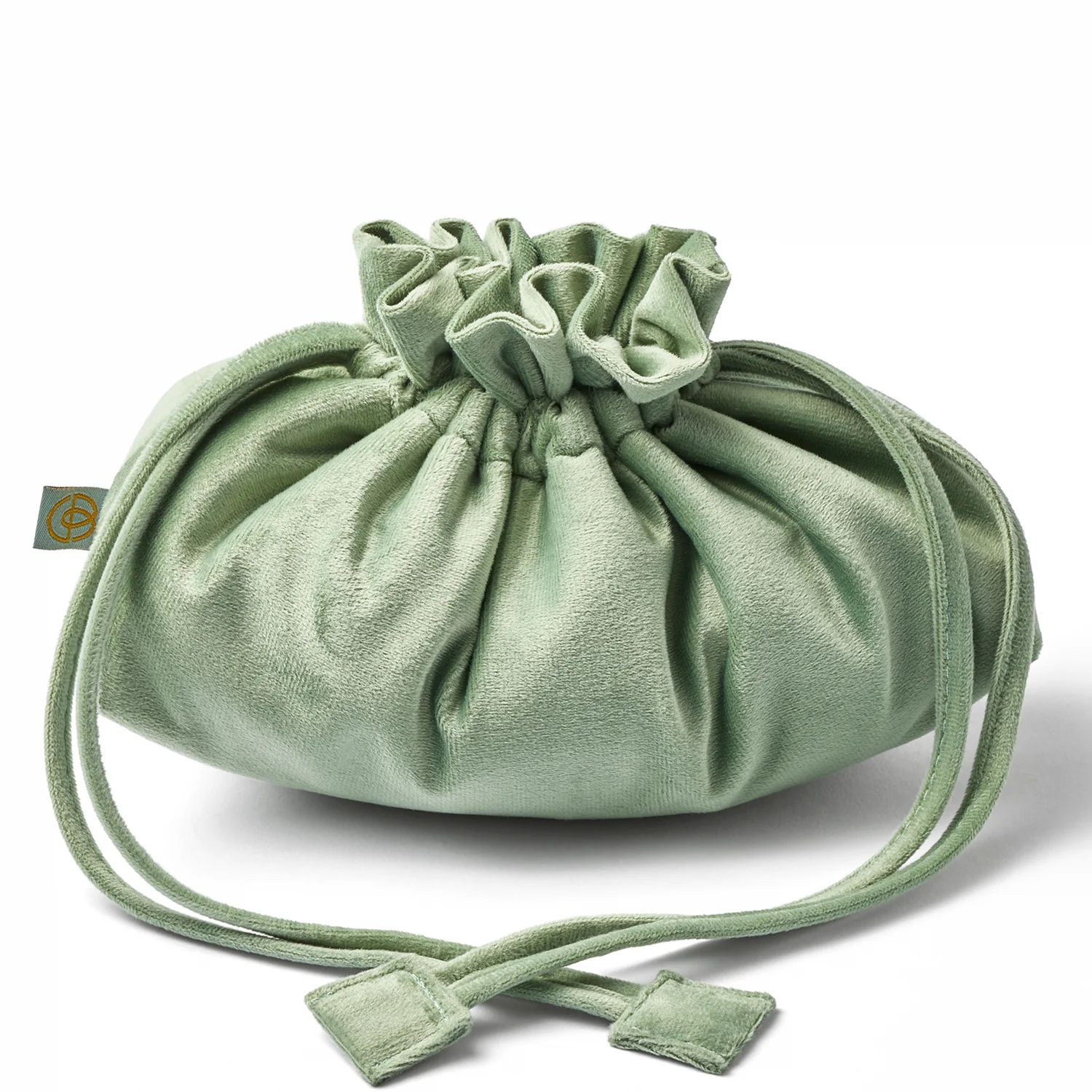 Cult Beauty Green Velvet Drawstring Bag