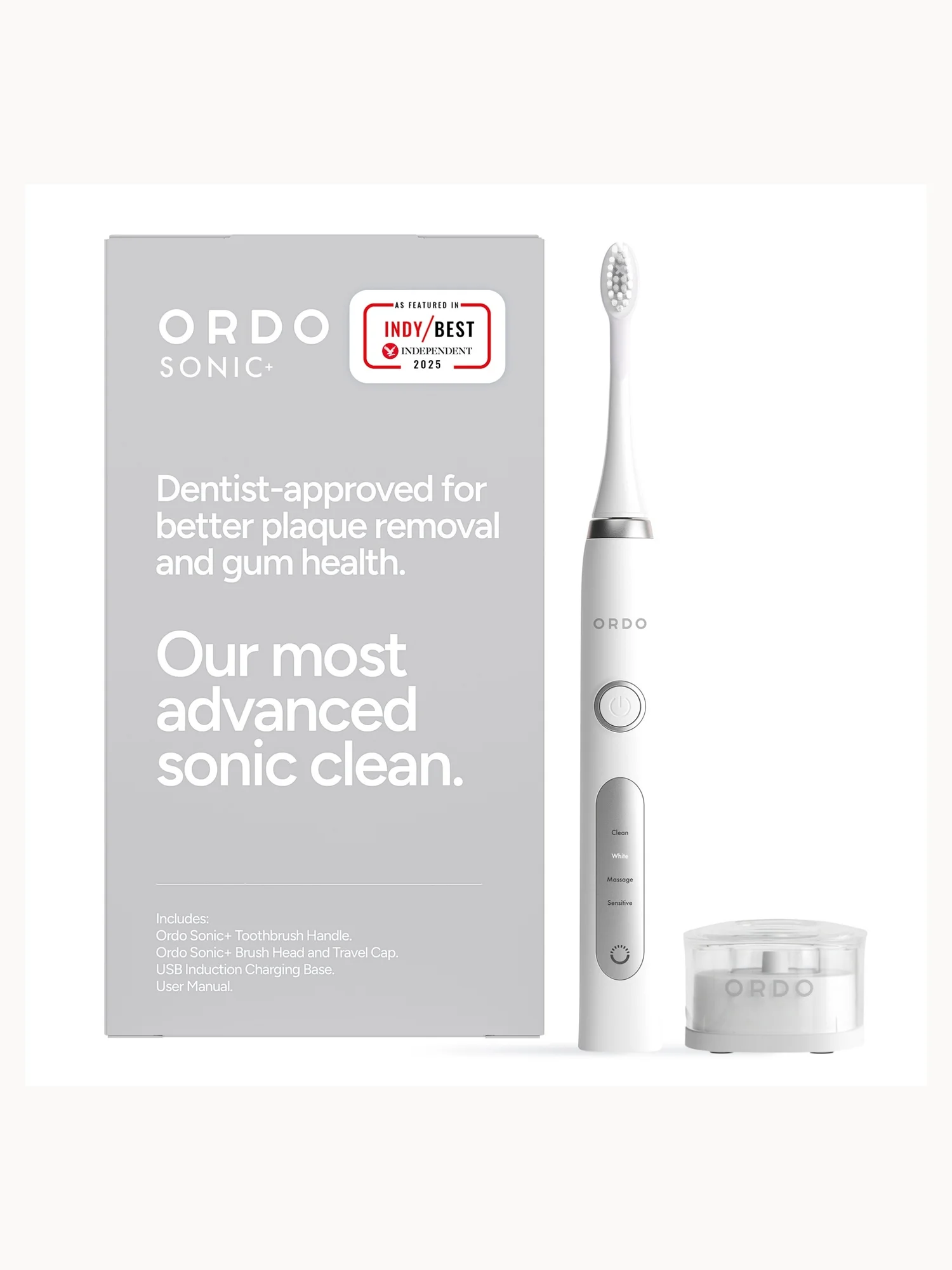 ORDO Sonic+ Electric Toothbrush - White/Silver