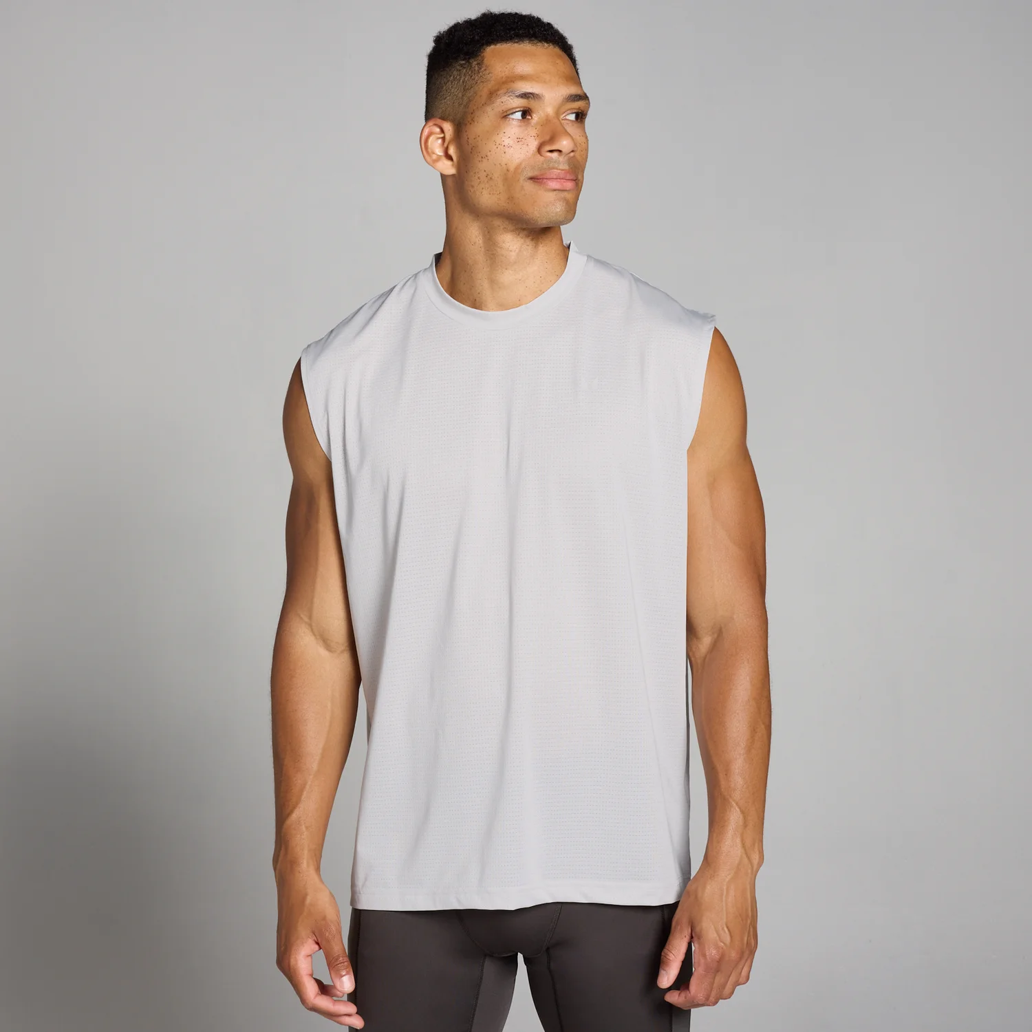 MP Men's Tempo Oversized Mesh Training Tank - Soft Grey MP Men's Tempo Oversized Mesh Training Tank - Soft Grey