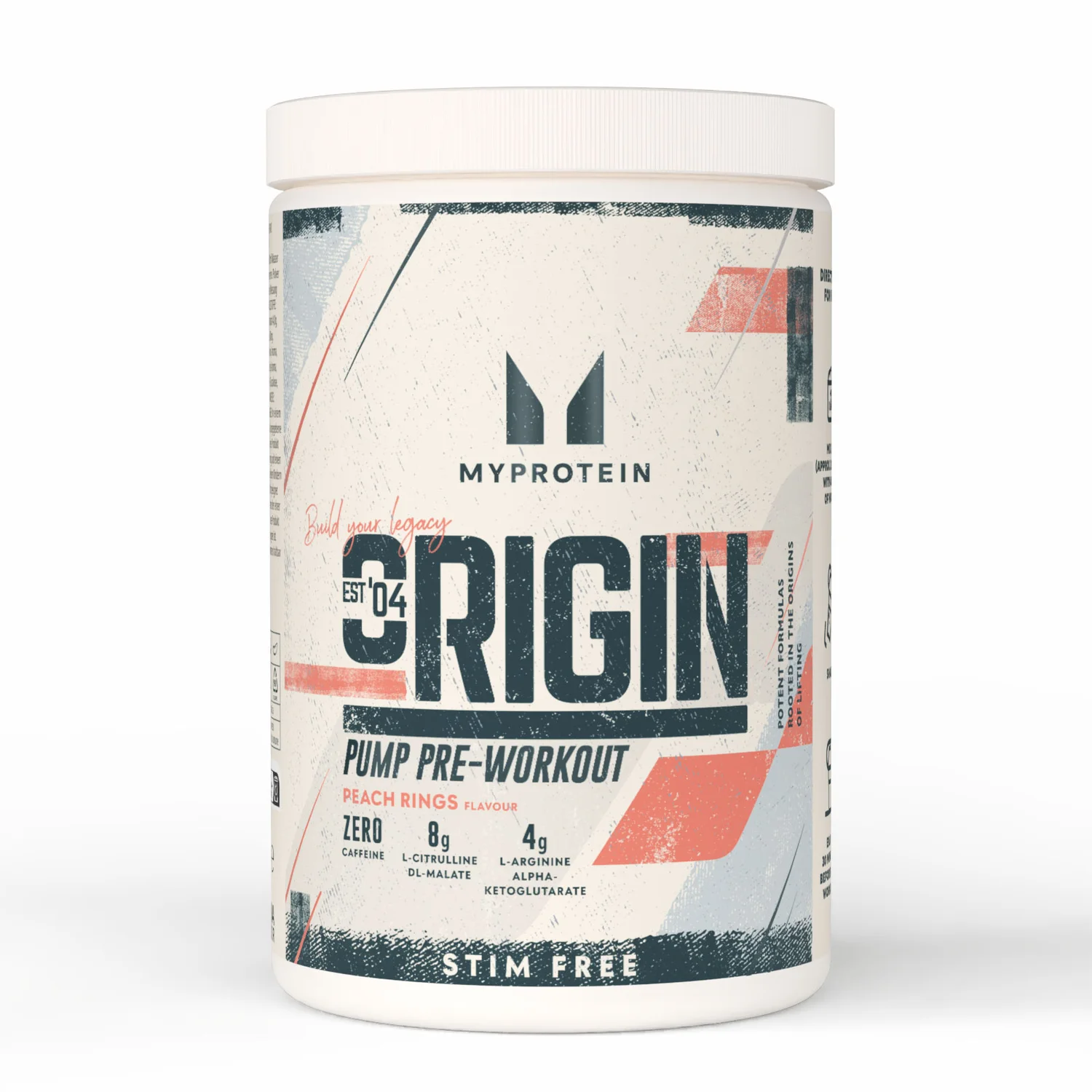Myprotein Origin Pre-Entreno Sin Estimulantes 630G - 30raciones Peach Rings